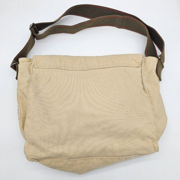 Y2K Old Navy Unisex Canvas Messenger Bag /w button closure One Size Cream/Beige - Picture 9 of 16